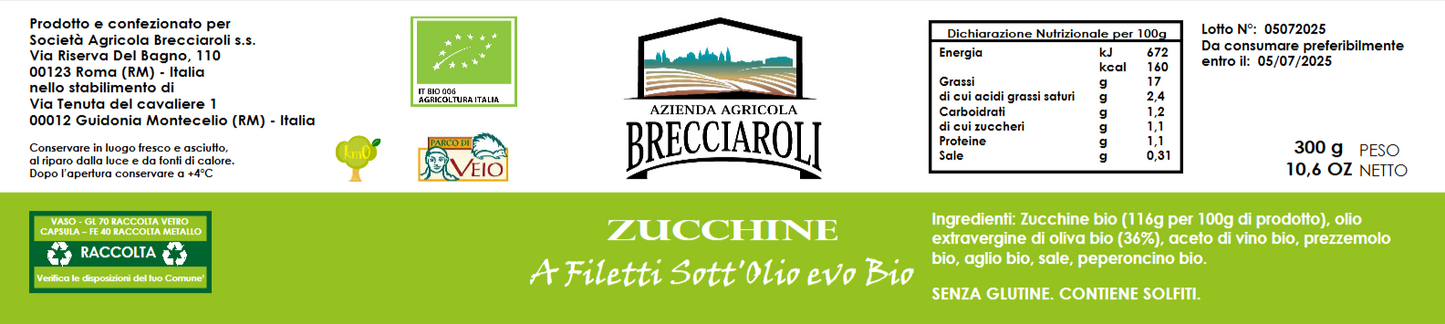 ZUCCHINE A Filetti Sott'Olio evo BIO 300g