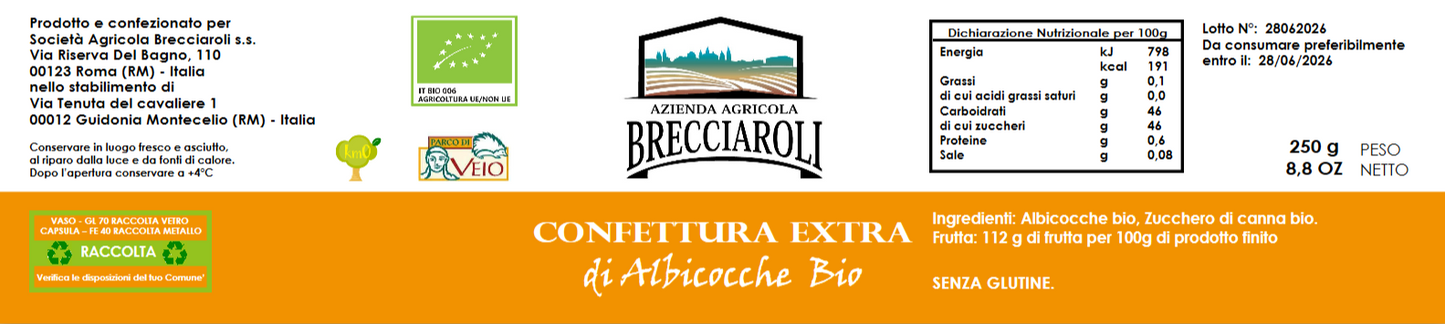 Confettura Extra di ALBICOCCHE BIO 250g