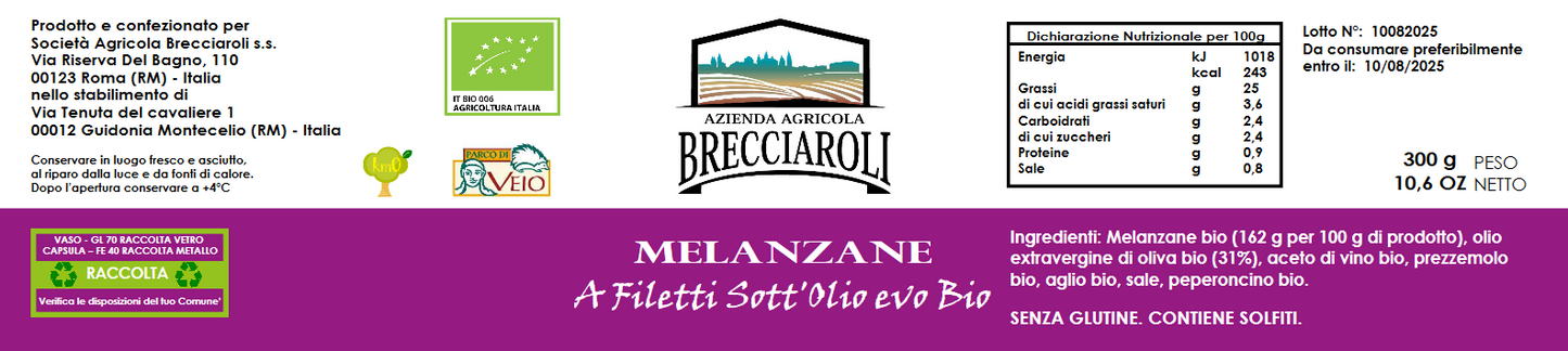 MELANZANE A Filetti Sott’Olio evo BIO 300g