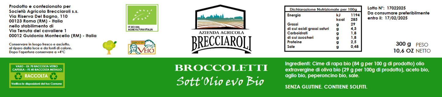 BROCCOLETTI Sott'Olio evo BIO 300g