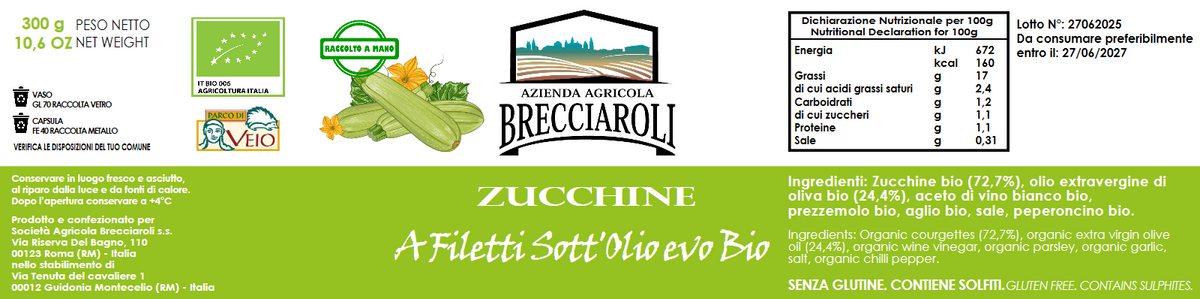 ZUCCHINE A Filetti Sott'Olio evo BIO 300g