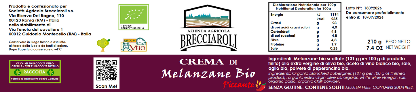 Crema di Melanzane bio PICCANTE 🌶️ 210g