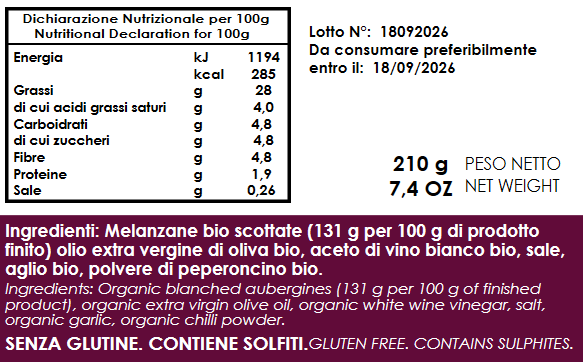 Crema di Melanzane bio PICCANTE 🌶️ 210g