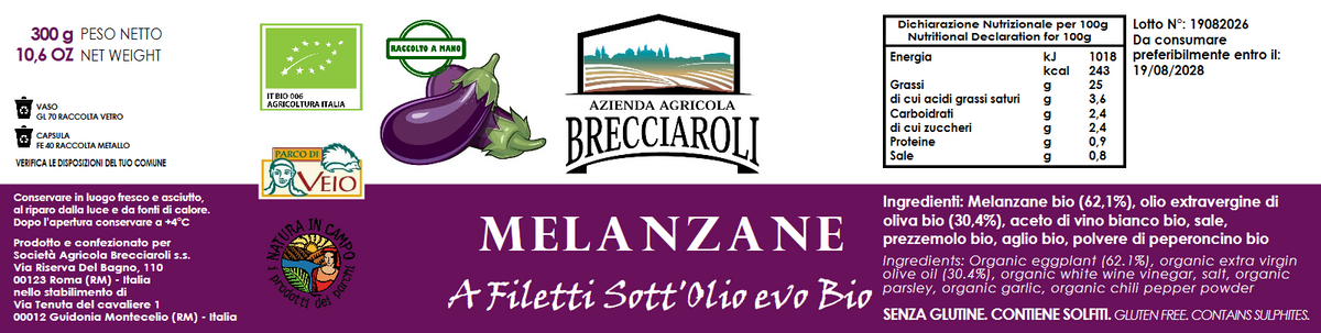 MELANZANE A Filetti Sott’Olio evo BIO 300g