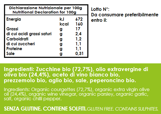 ZUCCHINE A Filetti Sott'Olio evo BIO 300g