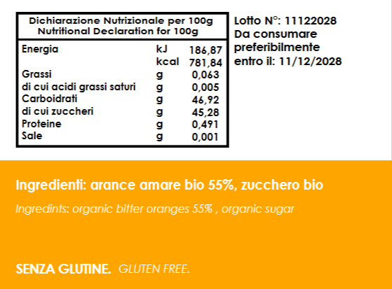 Marmellata di ARANCE AMARE BIO 230g